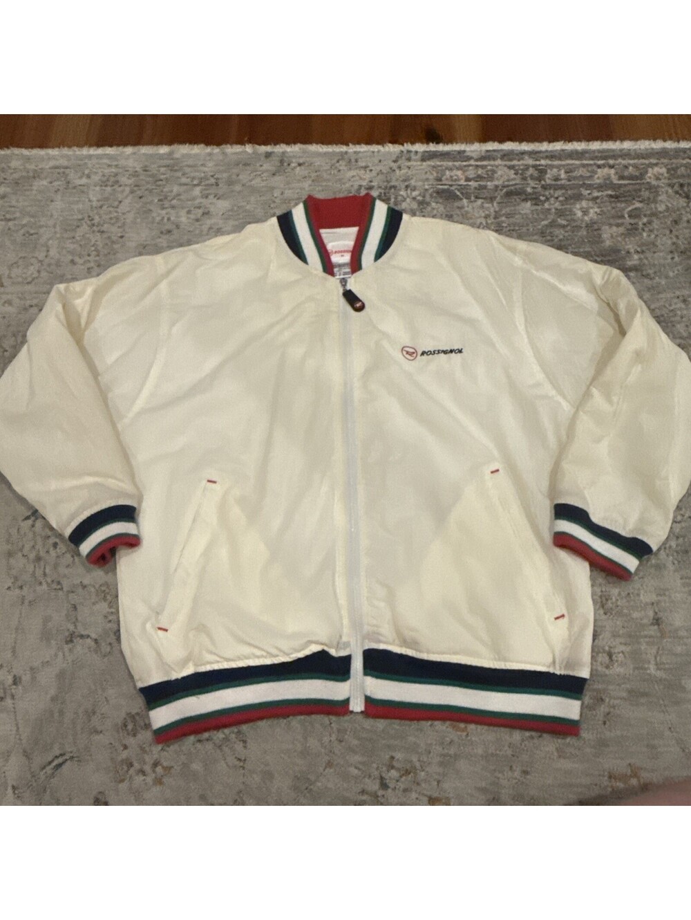 Rossignol Track FITNESS GYM Jacket Full Zip WHITE RETRO Nylon Sz M  A403